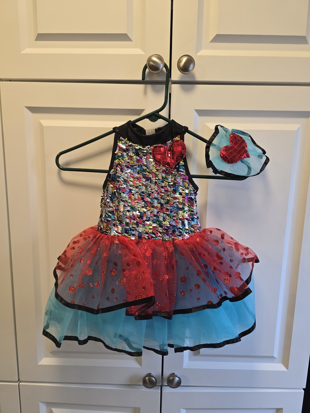 Curtain Call Girls Sequin Heart Tutu Leotard Dance Hair Clip Costume Halloween